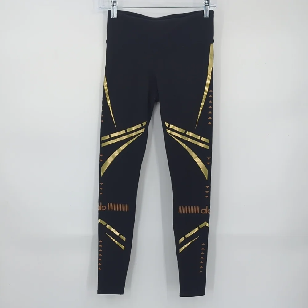 ALO Yoga Airbrush Chakra Leggings XXS in‎ Black & Gold